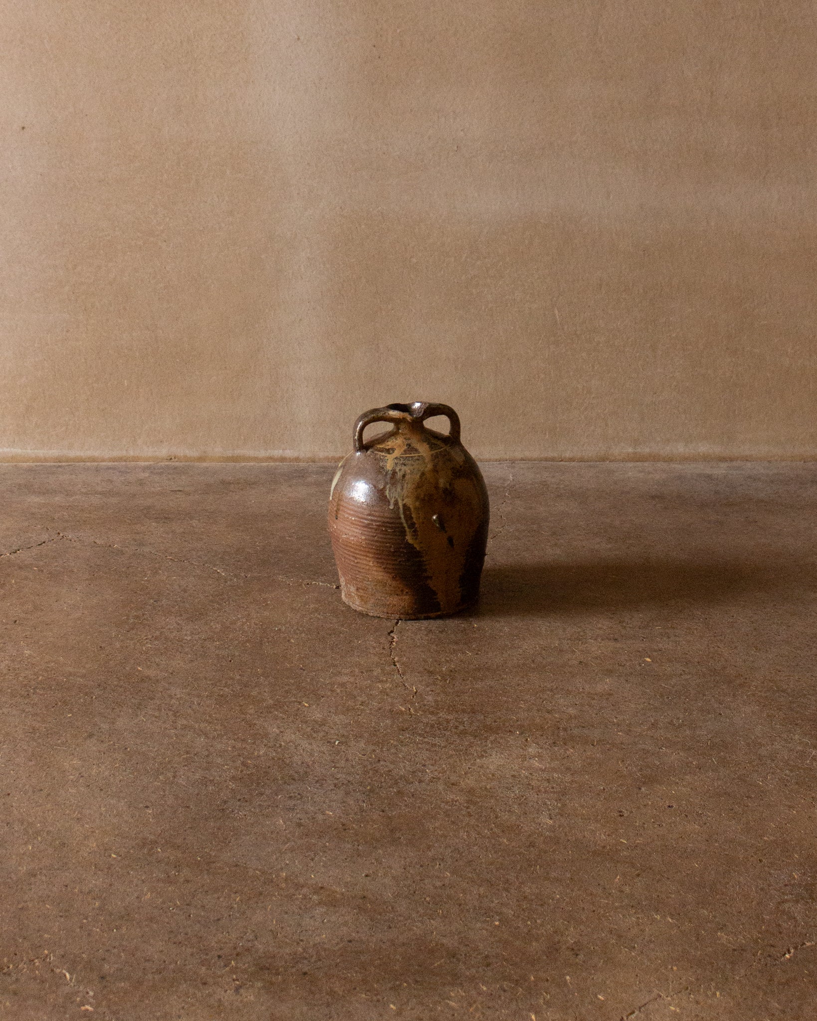 Double-handled stoneware water bottle