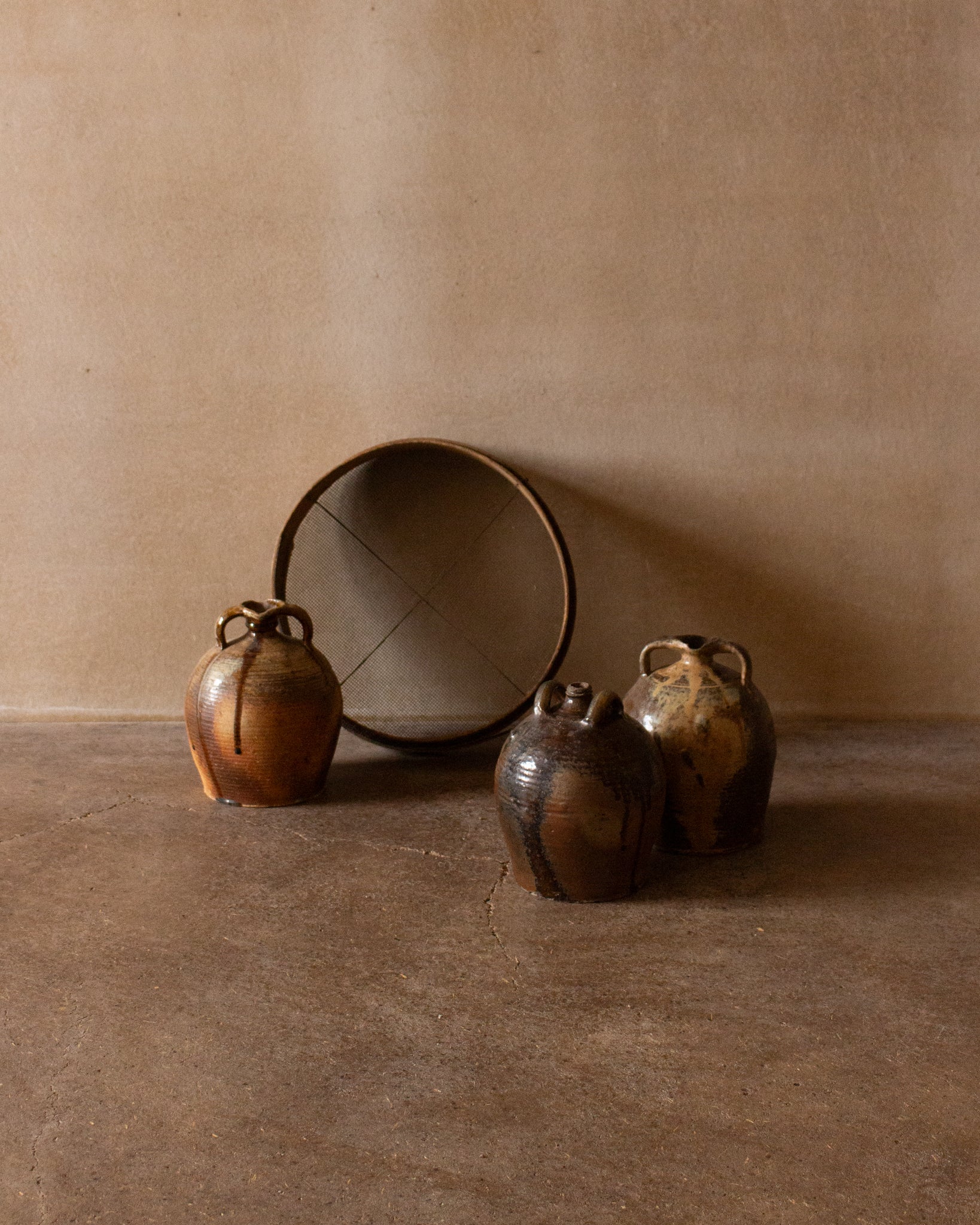 Double-handled stoneware water bottle
