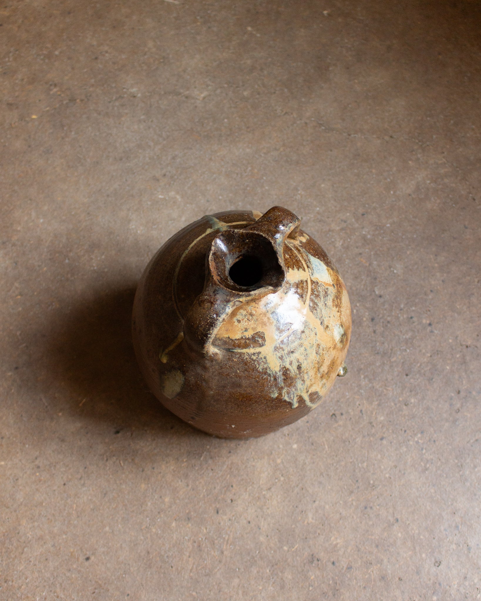 Double-handled stoneware water bottle