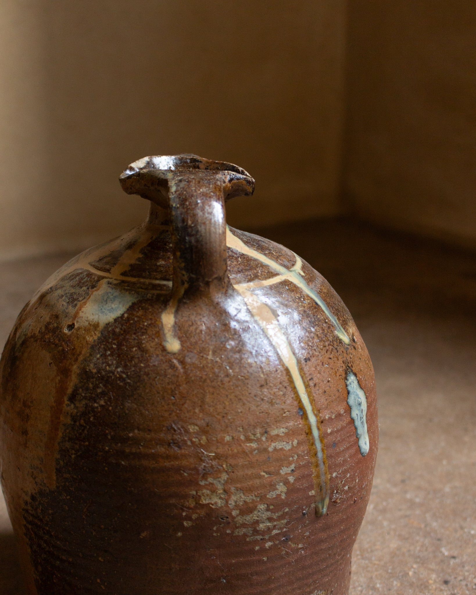 Double-handled stoneware water bottle