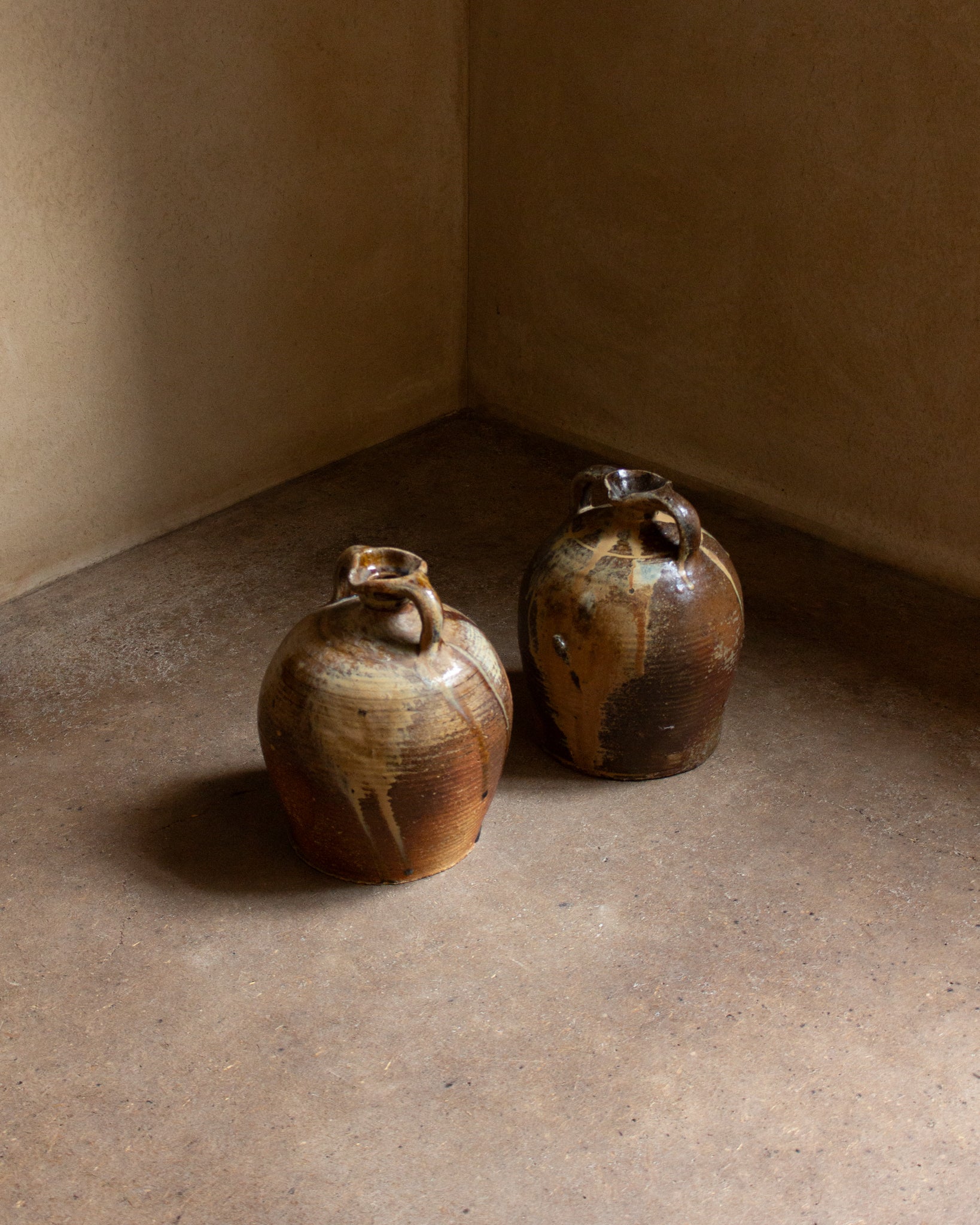 Two-handled stoneware jug