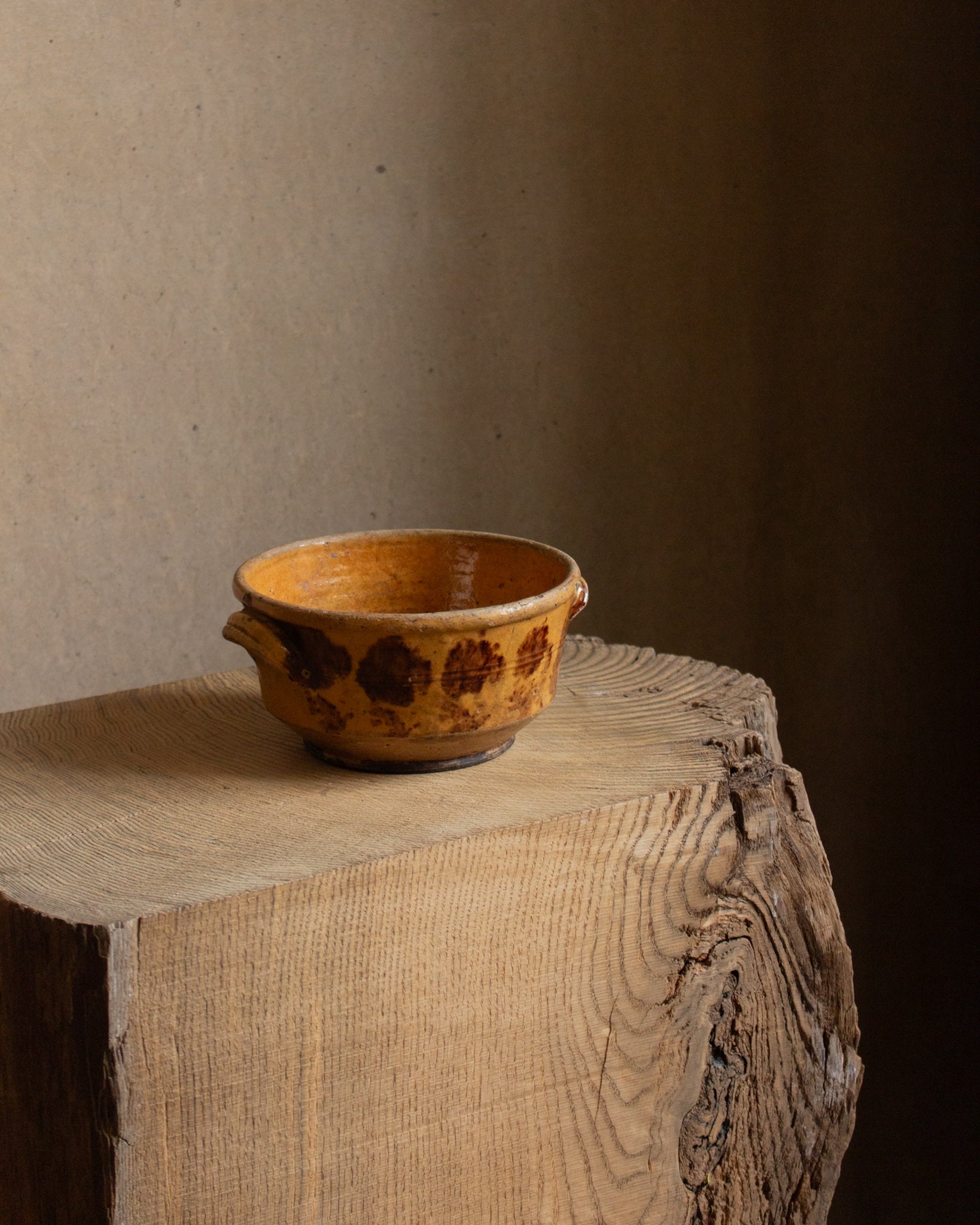 Glazed earthenware pot with side handle<br>Nicolas Trembley